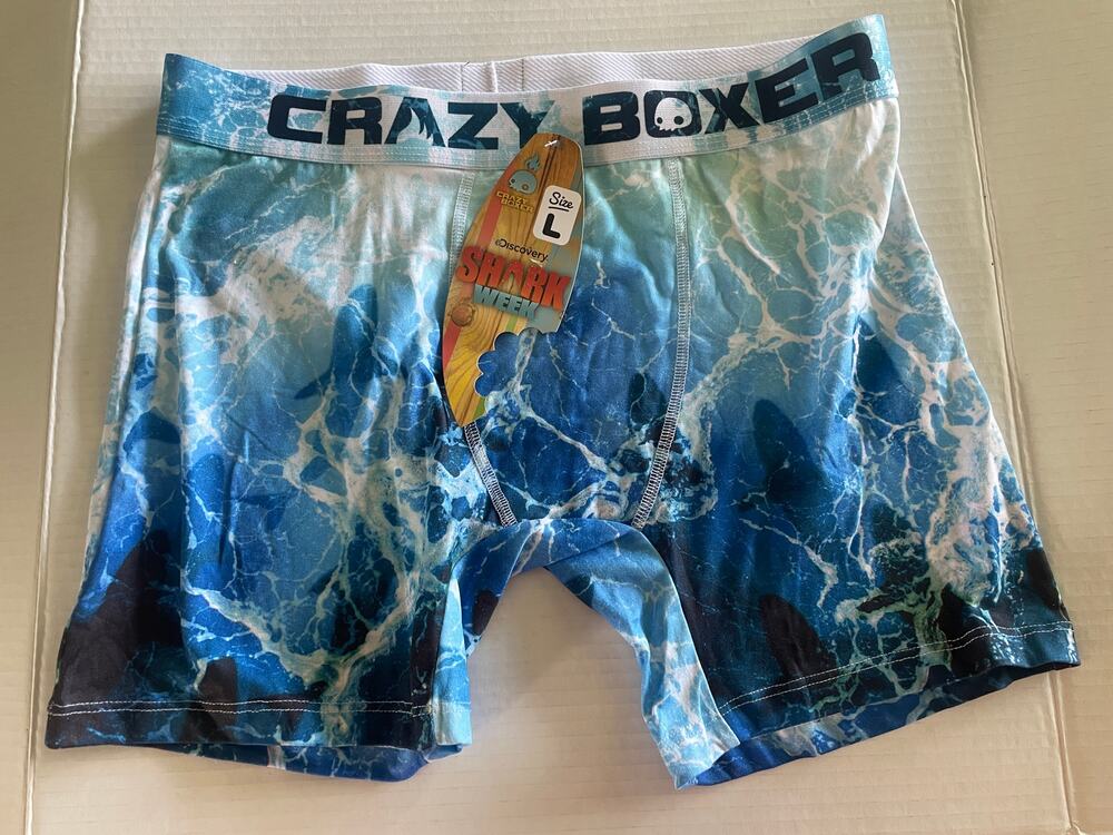 Crazy Boxer Sharks Ocean Men’s Boxer Brief Lounge Wear Underwear Size L NWT